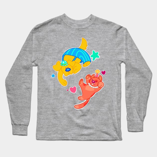 Clown pup and cat Long Sleeve T-Shirt by gargirl